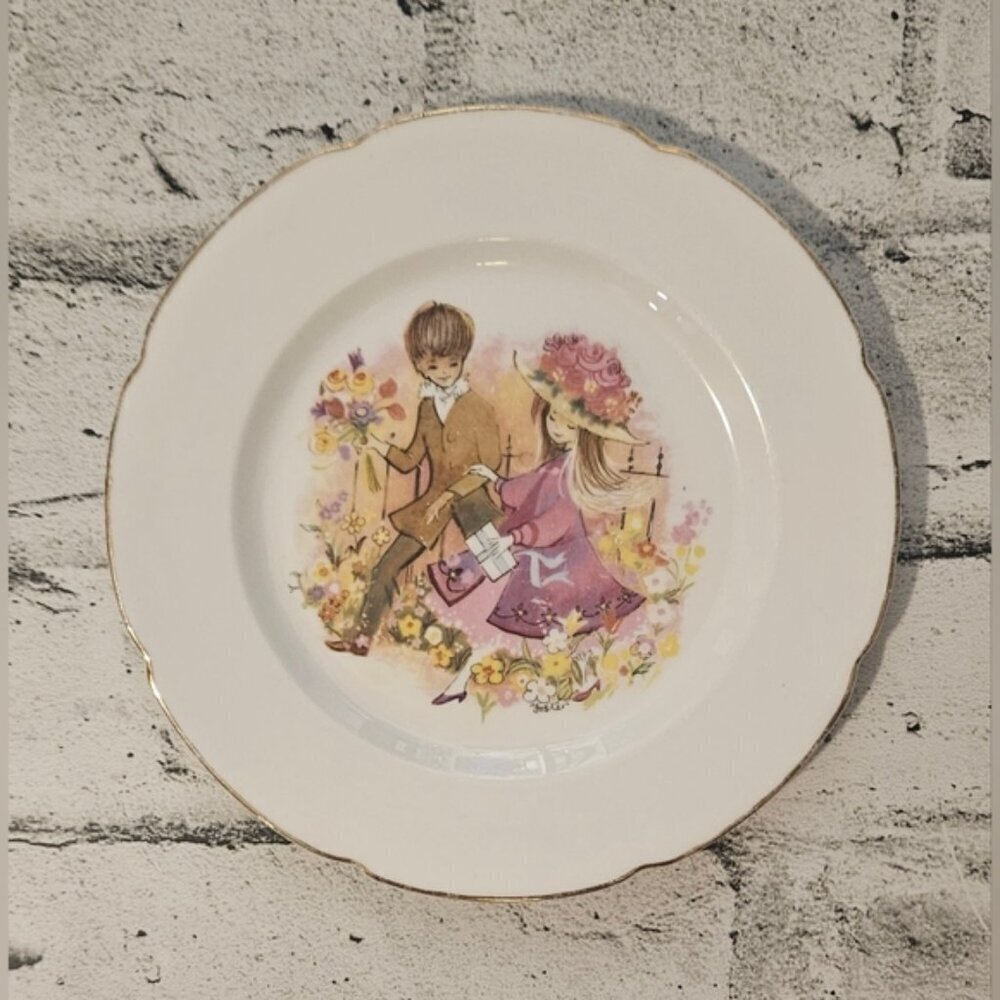Vintage Royal Grafton Bone China Saucer Floral Garden Scene Made in England